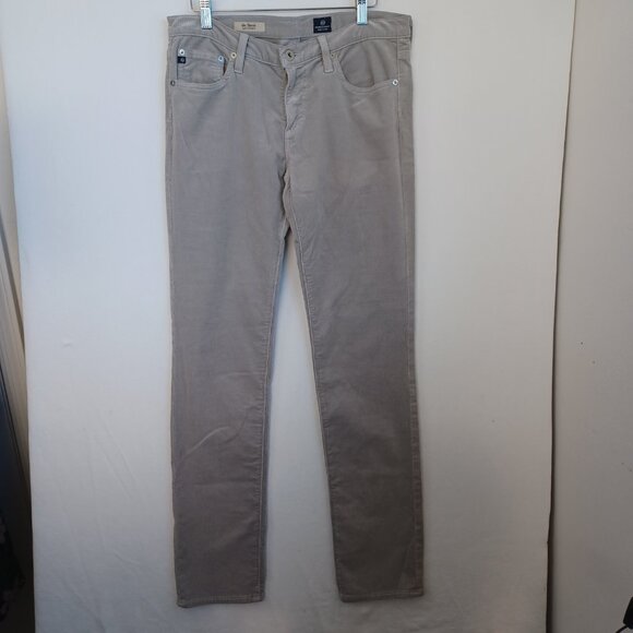 AG Jeans The Stevie Slim Straight Light Gray Corduroy Pants Womens 30 R - Picture 2 of 11